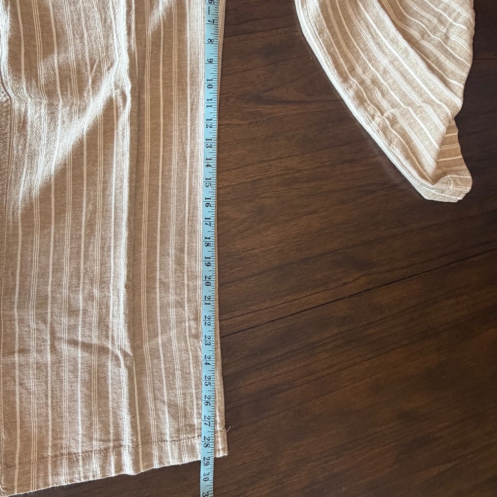 Briggs Women's Tan & White Linen Beach Pants, Tie Waist, Size Medium - Picture 11 of 12